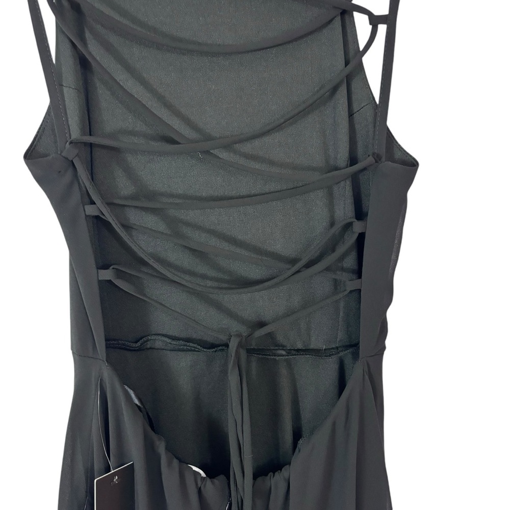 Lulu’s Maxi Gown Prom Homecoming Dress Black Strappy A-line Halter Size M - Picture 10 of 14